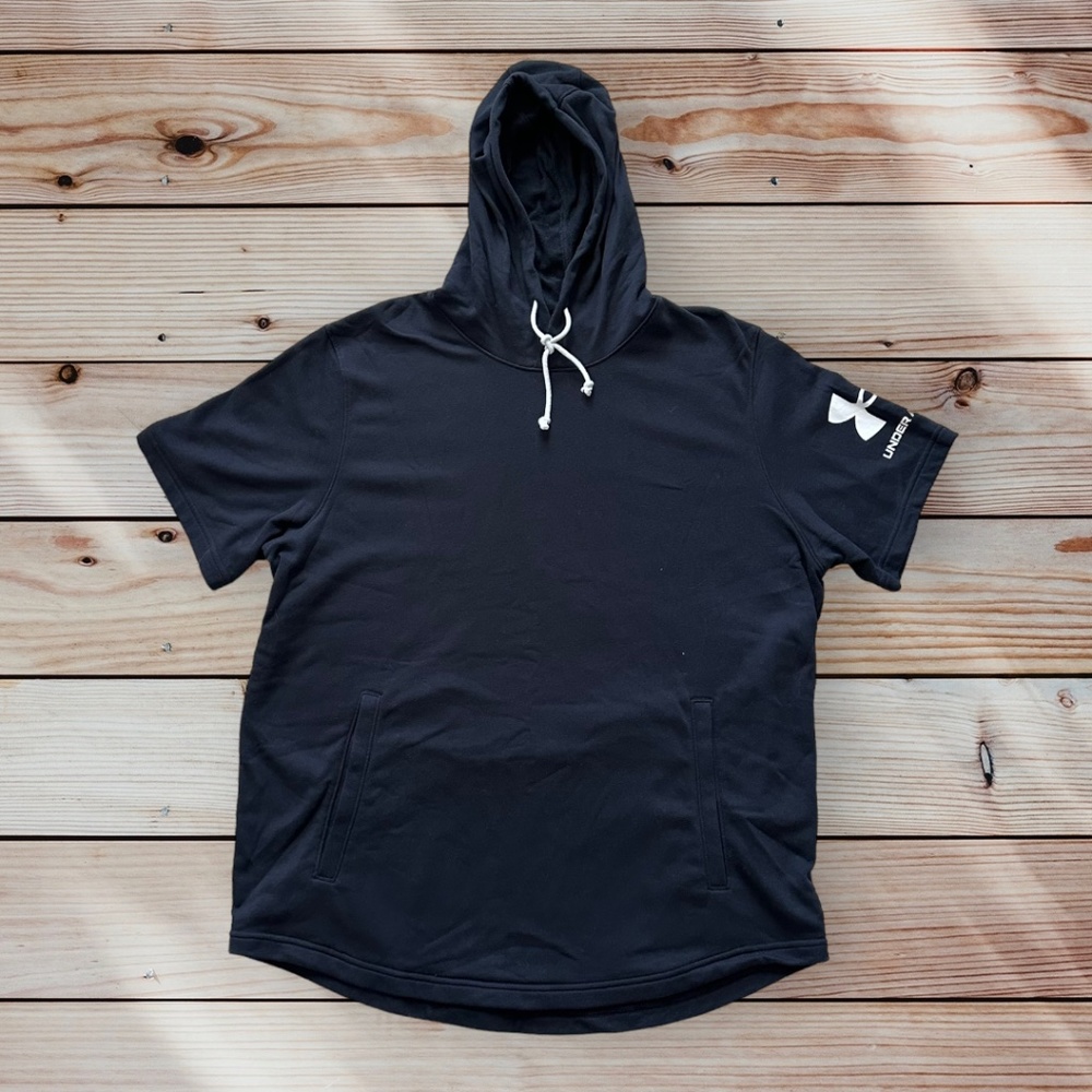 Men's Under Armour 2XL Black Rival Terry Short Sleeve Hoodie